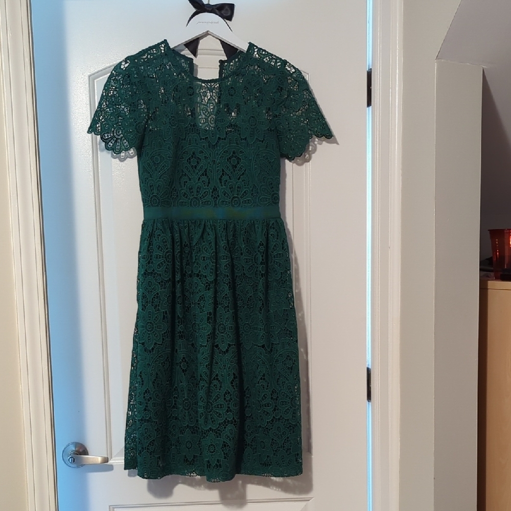 Self-Portrait Emerald Lace Midi Dress